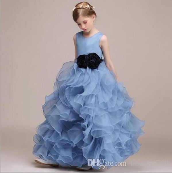 

glitz beaded crystal girls pageant dresses for teens tulle floor length beach flower girl dresses for weddings custom made, White;blue