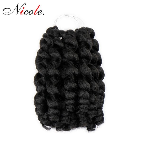 

3pack ямайский отказов синтетические крючком волосы 8 дюймов ломбер нервный палочка завиток крючком твист плетение волос для чернокожих женщ, Black