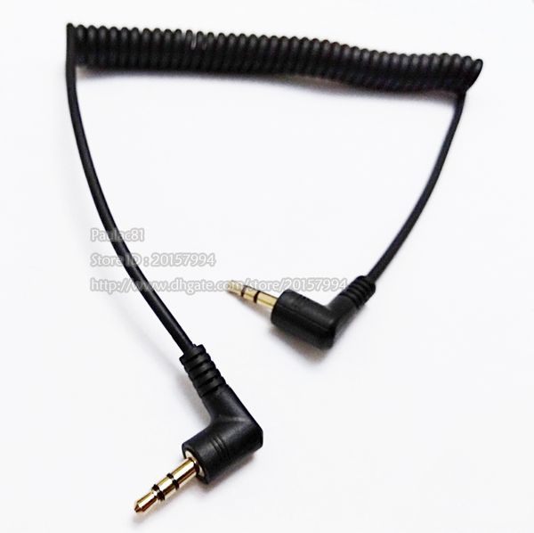Аудио кабели, высококачественные двойные 90 градусов угловые 3,5 мм стереореосъемки для мужчины растягивающиеся пружины AUX удлинительной кабель / 2 шт.