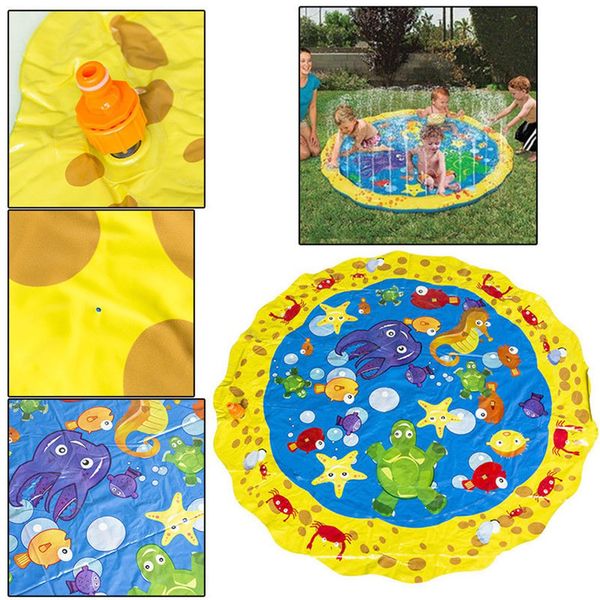 

100cm summer kids outdoor play water games beach mat lawn inflatable sprinkler cushion toys cushion gift fun for kids baby