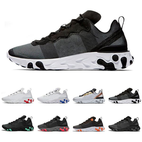 

2019 react element 55 men women running shoes triple black white green grey royal red mens trainers fashion sports sneakers