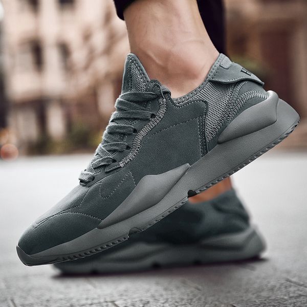 

goodrsson mens running shoes pu leather men lace up sneakers lightweight soft flats gym sport training casual shoes tennis homme, Black