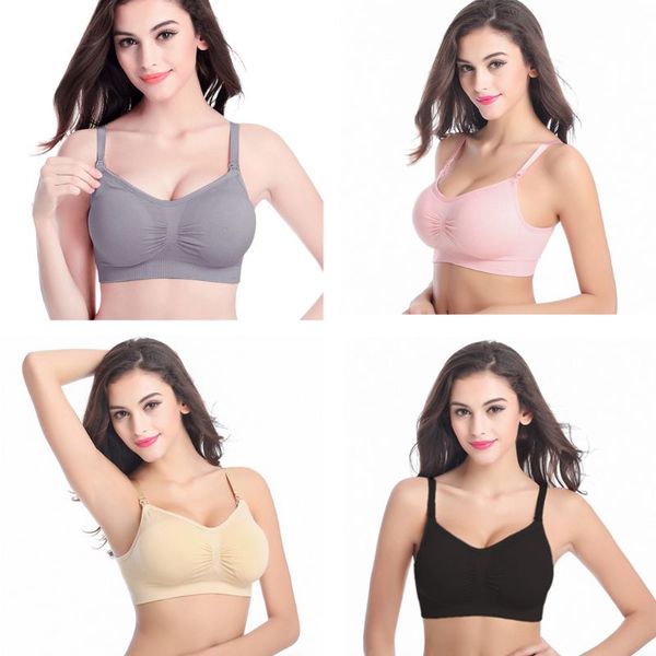 

women mom fit seamless nursing bra pregnant maternity breast-feeding bra stretchy #415, White