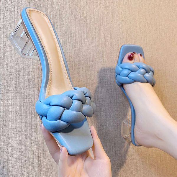 

shoes women woman's slippers square heel heeled mules glitter slides med fashion soft 2020 block heels jelly luxury rome pu, Black