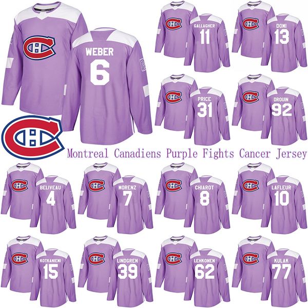 

монреаль канадиенс фиолетовый бои рак джерси 6 weber 31 цена 15 jesperi kotkaniemi 11 брендан галлахер 13 макс доми hockey джерси, Black;red