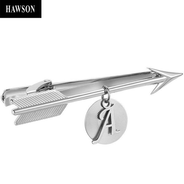 

hawson 26 initial letters from a to z tie clips for men in arrows shape tie bar clips, Silver;golden