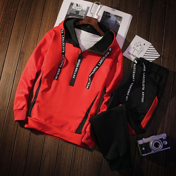 

loldeal 2018 winterthicken men sportswear men's clothing suit clothing set hoodiehooded sweater casual outerwear student, Gray