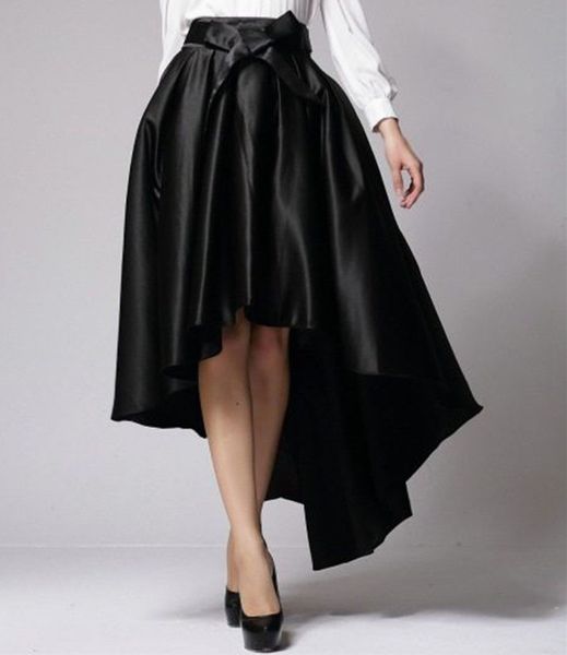 

high low skirt custom plus size party dress skirt, Black