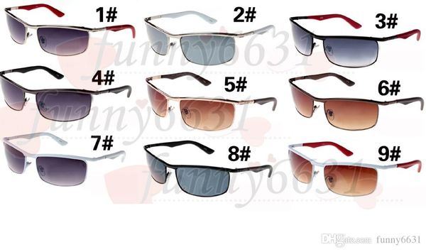 

10pcs summer outdoor fashion metal sunglasses brand travel glasses men's metal frame sports driving sunglasses 9colors a+++ ing, White;black