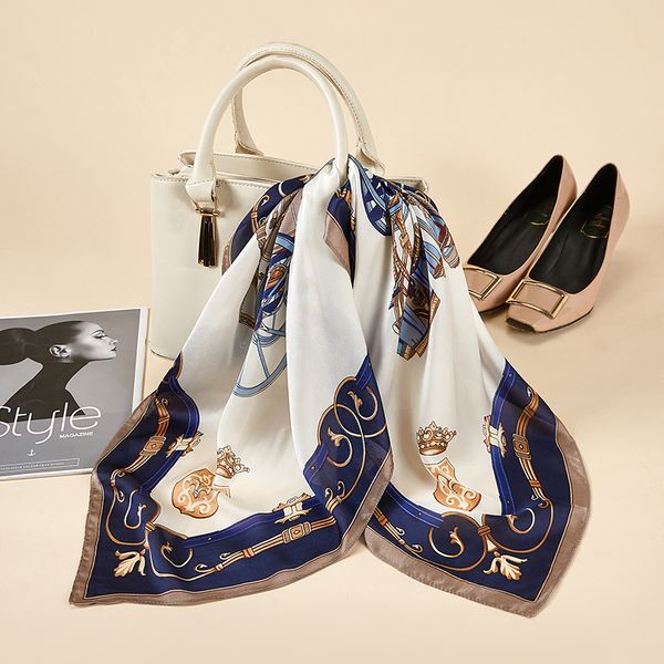 

new multifunction bandana square scarf for women fashion summer thin silk-like hair handkerchief bag scarf 27 color, Blue;gray