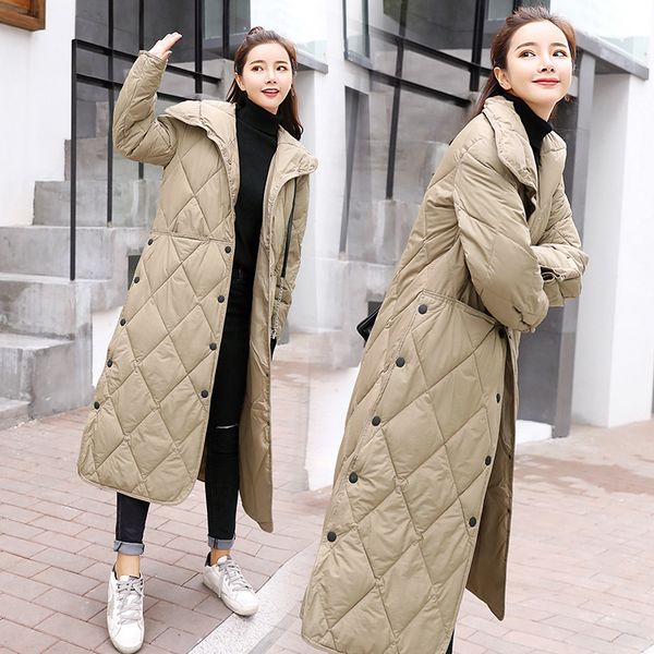 

2019 cotton-padded clothes women's autumn and winter new style korean-style women's wear mid-length cotton coat large si, Blue;black