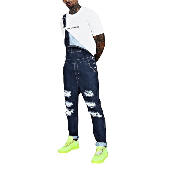 

kancoold pants overall streetwear pants men polyester hole mens jumpsuit pocket jeans overall casual suspender nov5 iueol, Black