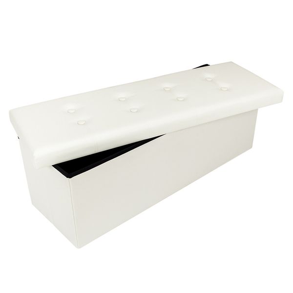 

large size pvc leather foot step stool rectangle shape with leather button footstool with anti-skid rust prevention white locker