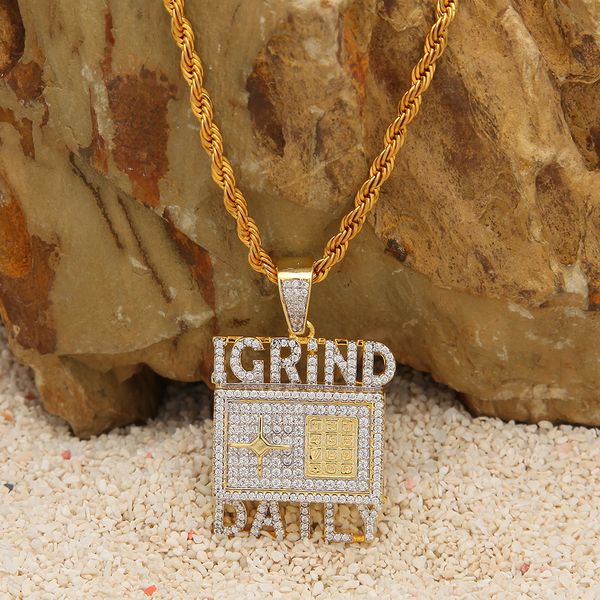 

fashion-designer gold plated bling diamond mens safe igrind daily necklace twist chain personalized hip hop rapper jewelry gifts for guys, Silver
