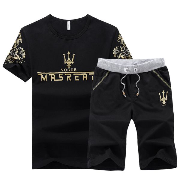 

2020 new set men's round neck loose casual maserati print mens tracksuit