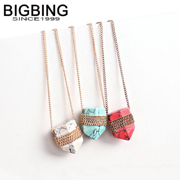 

bigbing fashion jewelry golden chain red blue white stone pendant necklace fashion women necklace jewelry j241, Silver