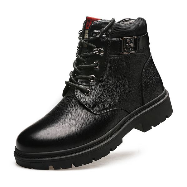 

30 degrees below zero winter boots men genuine leather shoes warm plush winter men ankle boots leather male footwear a1868, Black