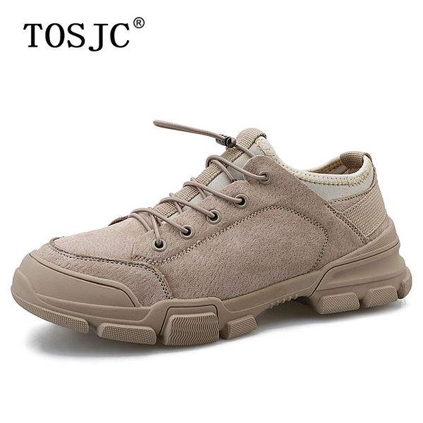 

tosjc fashion men's boots low-tough tooling boots round-toe work safety shoes man handmade casual shoes homme, Black