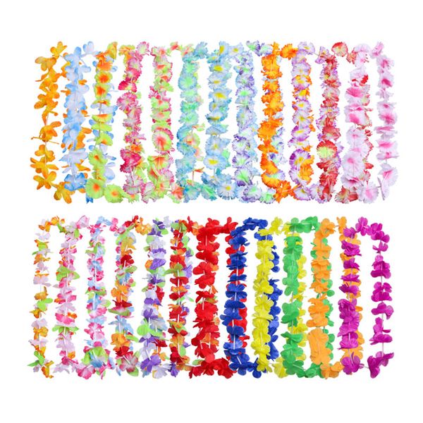 

50pcs/100pcs hawaiian necklace tropical hawaii cloth flower wreath party decor dtt88
