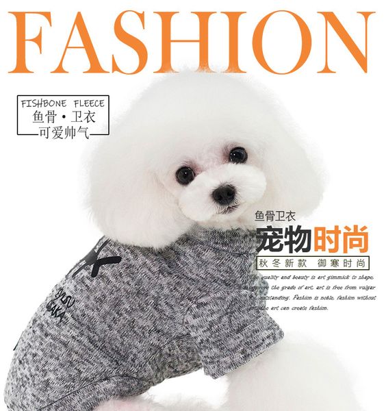 

Factory spot wholesale new autumn and winter pet clothes fish bone pattern small and medium-sized dog feet warm sweater