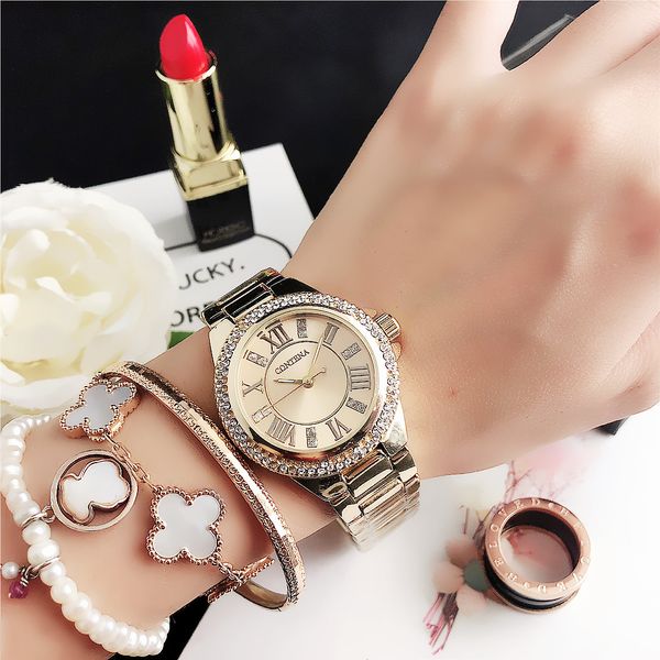 

7220h fast selling popular new contena watch female student geneva female watch quartz, Slivery;brown