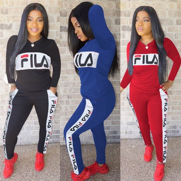 

Женщины Дизайнерские Спортивные Костюмы Длинные SLeeve Спортивная Одежда Бренд Блу