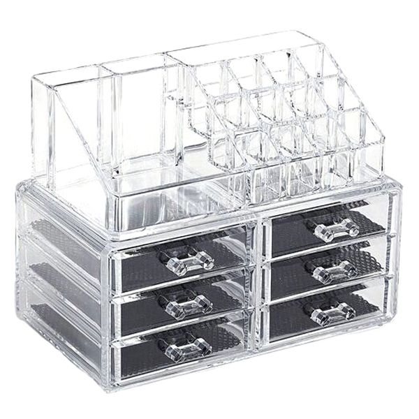 

acrylic jewelry and cosmetic storage drawers display makeup organizer boxes case with 6 drawers environment friendly material 1156