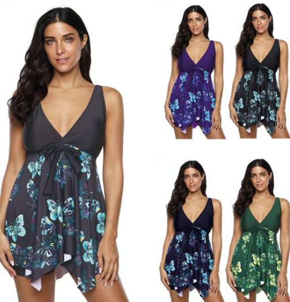 

girl lotus leaf edge connected triangle leopard skirt style split big fat plus angle slim leopard print swimsuit bikinis set