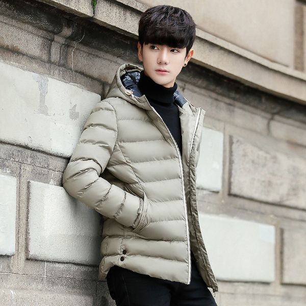 

мужские дизайнер хлопок прилив сплошной цвет плюс бархат куртка свободного покроя с капюшоном теплый хлопка-ватник молодежи, Black;brown