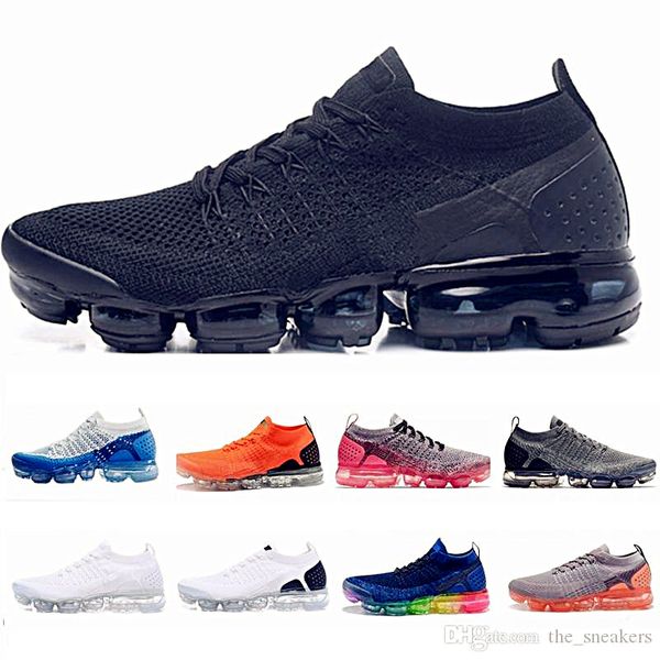 

2018 knit 2.0 fly 2.0 running outdoor sports shoes men women fashion casual black fashion designer shoes air cushion sneakers trainers 36-45