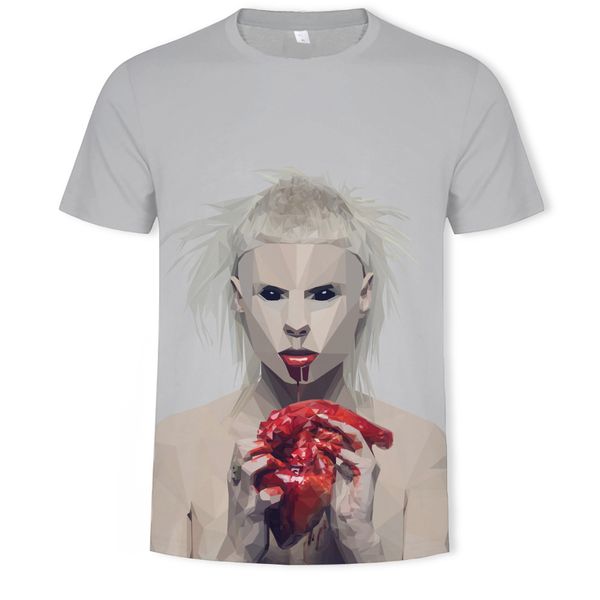 

mens designer heart 3d digital printing short sleeve t-shirt men, White;black