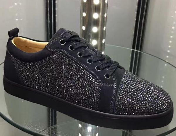 

new men womens high black crystals red bottom casual shoes,fashion gentleman designer lace-up sneakers size 36-47 t18