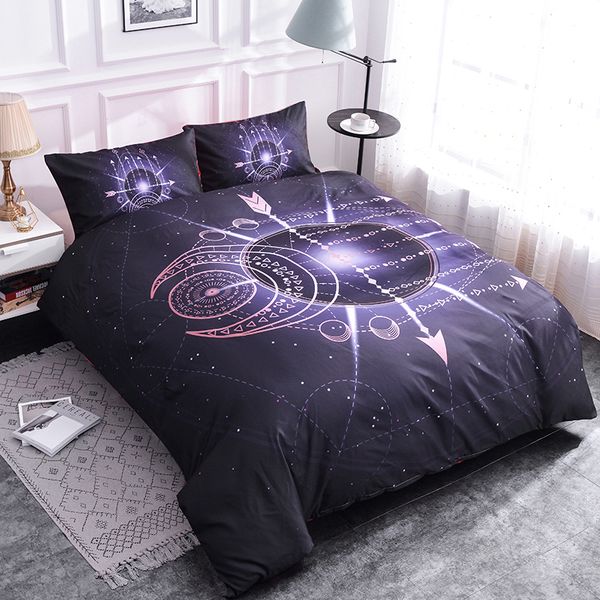 

zeimon 3pcs bedding set  size galaxy stars bohemia duvet cover geometric purple bed cover bedclothes bedspread