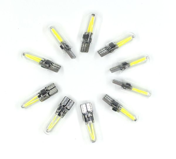 

10x w5w t10 cob glass light car small light 12v 3w 6500k white led car bulbs turn signal door lights