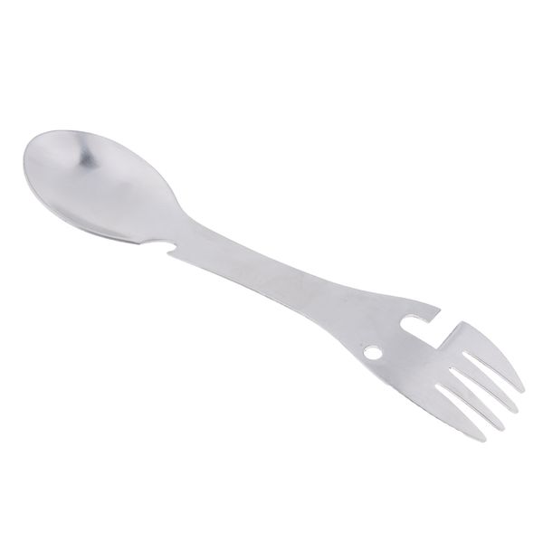 

multifunctional camping spoon fork combo spork stainless steel silver tone