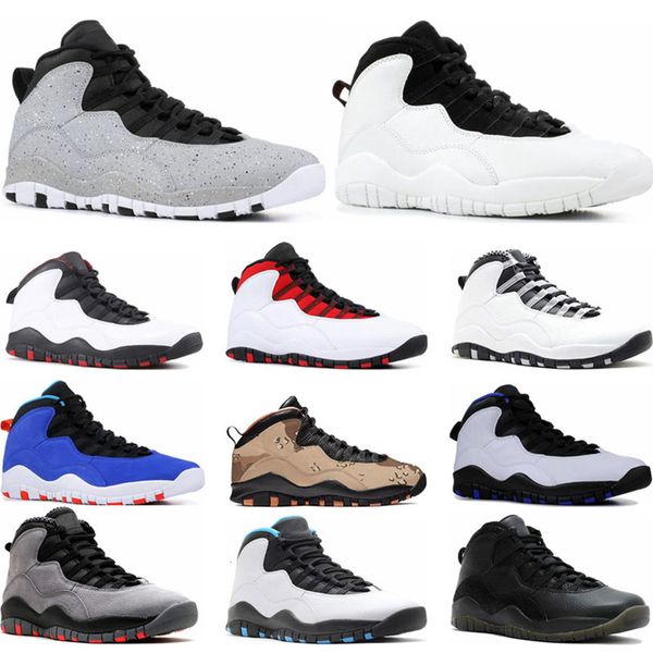 

mens 10s basketball shoes desert camo tinker cement bobcats grey chicage cool grey iam back powder blue  trainers sports sneaker size 7-13, Black