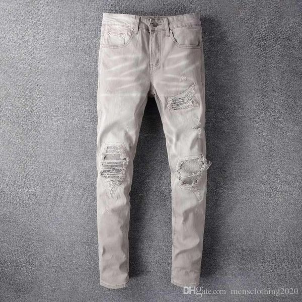 

2020 fashion brand design summer men's denim skinny coolguy jean embroidery pants holes jeans button mens long denim pants, Blue