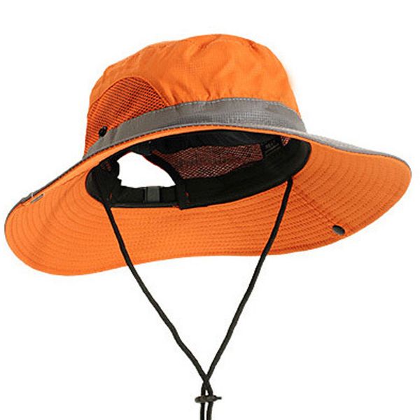 

fishing caps outdoor portable wide anti-sun uv protection hat adults mesh sunshade fishing bucket hat cap, Yellow