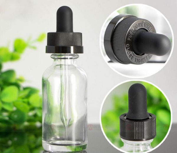 

30ml clear glass dropper bottles 1oz empty boston e liquid vape oil cosmetic glass bottles with pipette dhl free