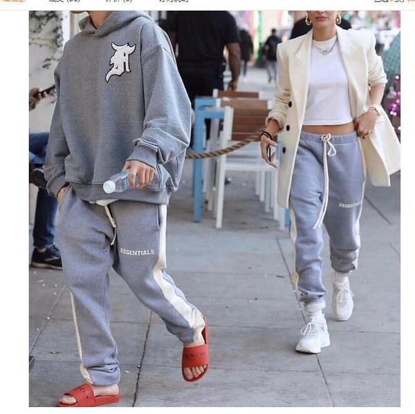 

drawstring new women fear of god men sweatpants cotton essentials hop gray sweatpants hip casual quality joggers lbuli, Black