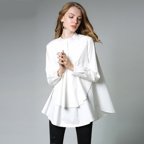 

and style cotton women's spring shirts,lady 2021 new loose ruffle street blouses,long sleeve fashion girl's beauty jnqkb, Black