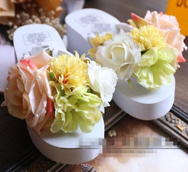 

2017 summer home slippers fashion rose flower sandals slippers beach sandals girl shoes, Black