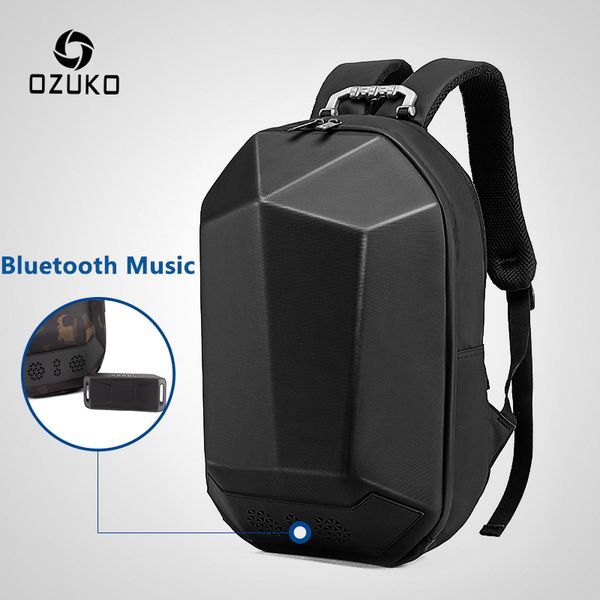 

ozuko bluetooth15.6 inch lapbackpack abs plastic waterproof teenager schoolbag multifunction travel