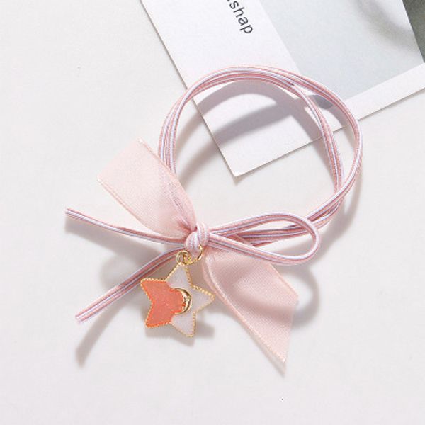 

korean girl heart pink high elastic hand rope rubber band vitality cute starry head rope knotted hair rope rubber band hair