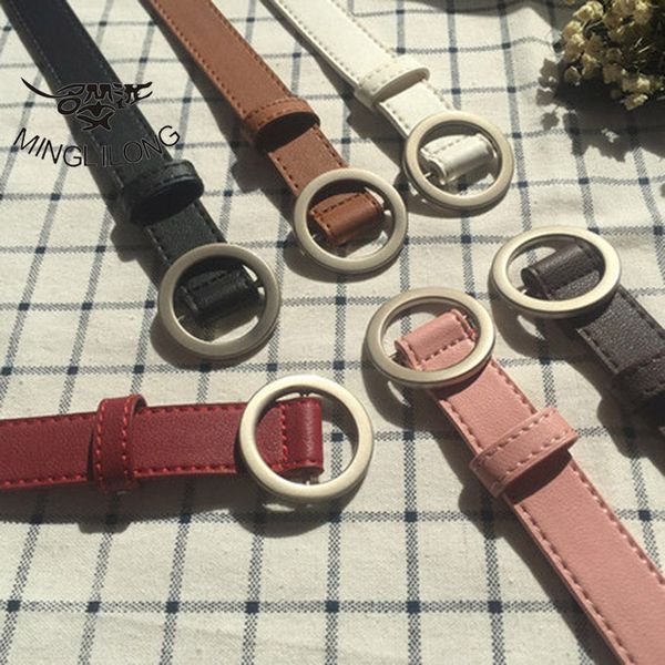 

minglilong мода булавочная пряжка женский пояс золото серебро круг пряжки джинсы ремень дикие ремни для женщин студентов простой талии, Black;brown