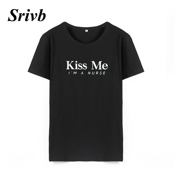 

srivb kiss me letter short sleeve women tumblr plus size hip hop print t shirt women summer hipster o-neck tee shirt, White