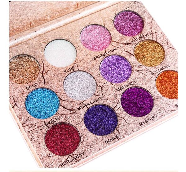 

12 colors eye makeup glitter highly pigmented mineral pressed glitter colorful makeup eye shadow flash glitter eyeshadow palette dhl free