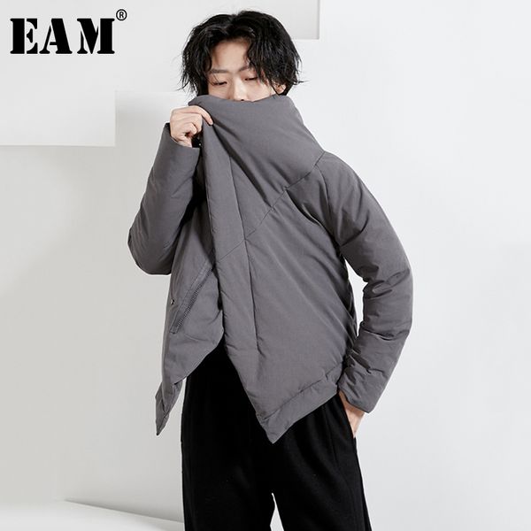 

eam] loose fit big size short warm big size down jacket new long sleeve warm women parkas fashion autumn winter 2020 1n269, Black