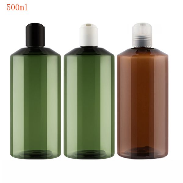 

20pcs 500ml brown empty big shampoo plastic containers with disc cap,sample liquid soap pet bottle press lid,cosmetic packaging