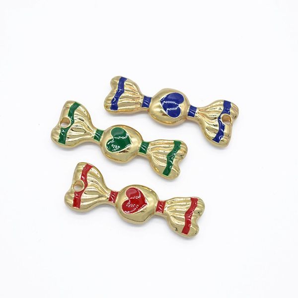 

50 pcs gold plated candy charms sweet charms pendant heart design for diy craft wedding baby shower decoration 32x12mm, Bronze;silver